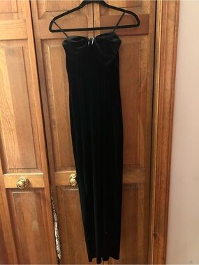 Pear Culture Sz 3/4 Y2K Inspired Black Strapless Column Dress W/ Slip & Bow